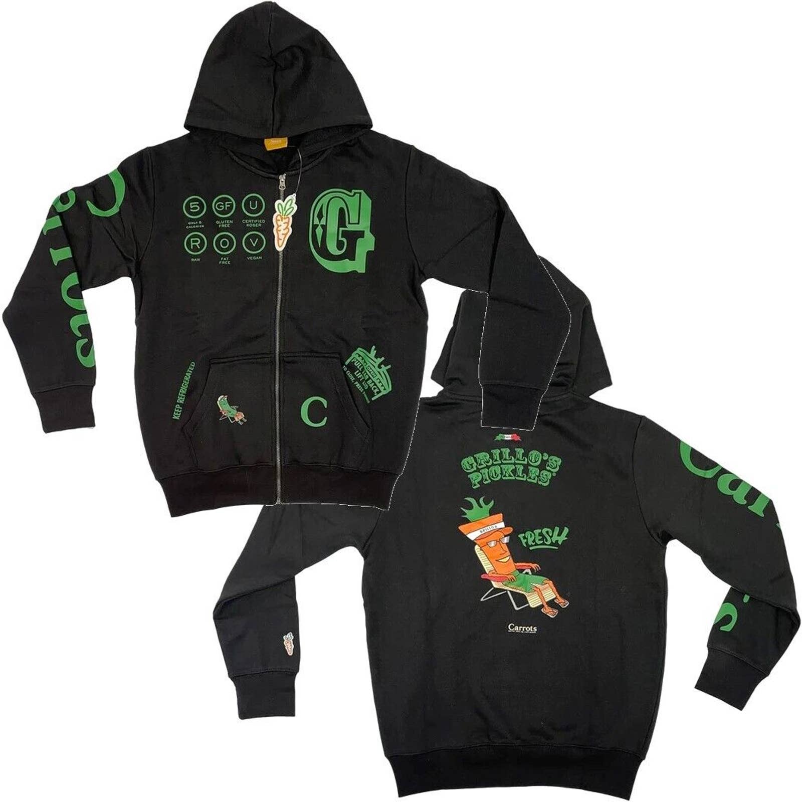 Carrots By Anwar Carrots Men's X Grillo's Pickles Full Zip Hoodie Sweatshirt